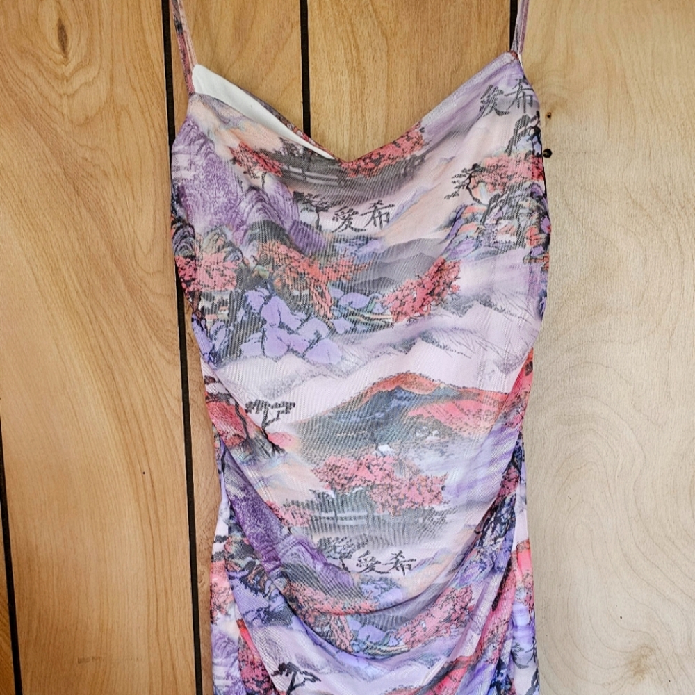 Floral Print Draped Dress